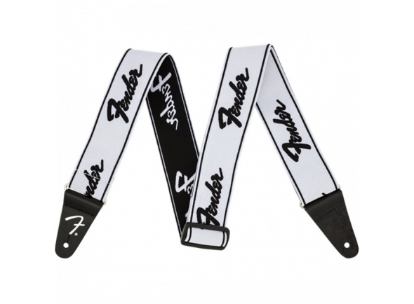 Fender WeighLess Guitar Strap 2inch Running Logo White/Black Fender WeighLess Guitar Strap 2inch Running Logo White/Black